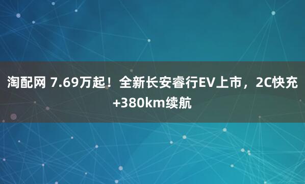 淘配网 7.69万起!全新长安睿行EV上市,2C快充+380km续航